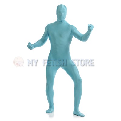 Full Body  Sky blue Lycra Spandex Bodysuit Solid Color Zentai  suit Halloween Fancy Dress Costume 